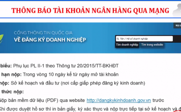 hướng dẫn thông báo tài khoản ngân hàng với sở kế hoạch đầu tư